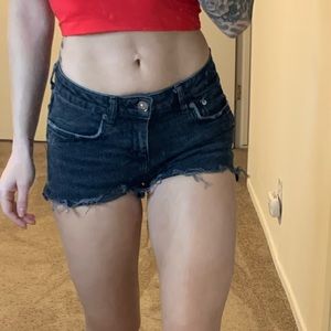 Zara black denim shorts